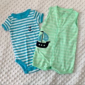 NEW! Carters ⚓️ Baby Boy Onesie, Sailor 2 Pack, 6M